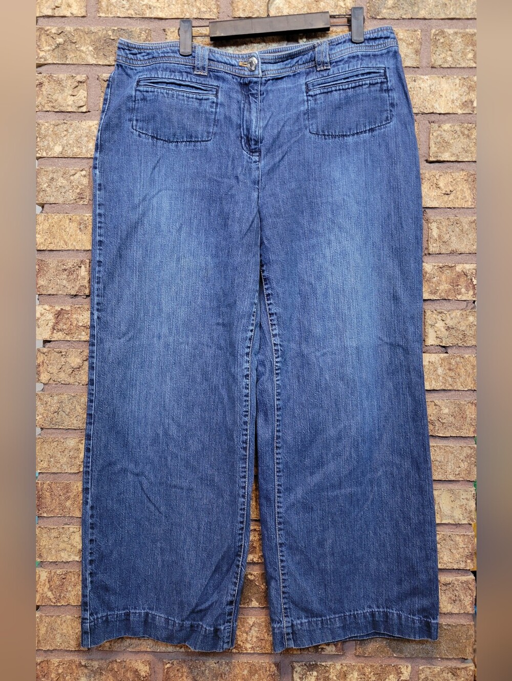 Jones New York Wide-Leg Denim Jeans 100% Cotton Size 14 - Picture 1 of 10